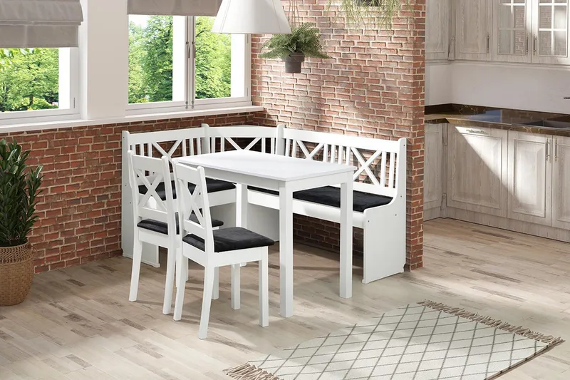 Keittiökalustesetti Crockey - Valkoinen/Musta - Huonekalut - Pöytä & ruokailuryhmä - Ruokailuryhmä