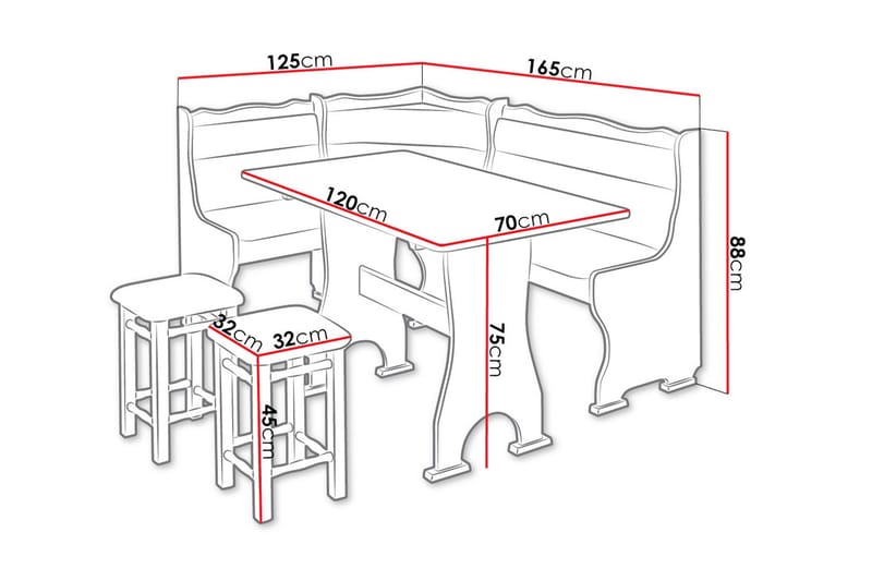 Keittiökalustesetti Leeling - Ruskea - Huonekalut - Pöytä & ruokailuryhmä - Ruokailuryhmä