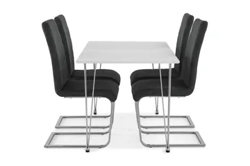 Ruokailuryhmä Kranstull 120 cm 4 Jack tuolia - Valkoinen/Kromi/Harmaa - Huonekalut - Pöytä & ruokailuryhmä - Ruokailuryhmä