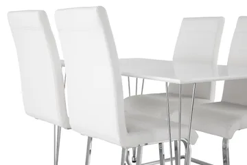 Ruokailuryhmä Kranstull 120 cm 4 Jack tuolia - Valkoinen/Kromi/Valkoinen PU - Huonekalut - Pöytä & ruokailuryhmä - Ruokailuryhmä