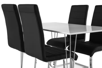 Ruokailuryhmä Kranstull 120 cm 4 Jack tuolia - Valkoinen/Musta PU/Kromi - Huonekalut - Pöytä & ruokailuryhmä - Ruokailuryhmä