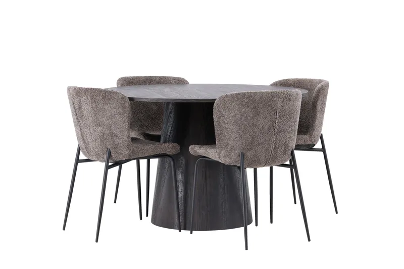 Ruokailuryhmä Lanzo 120 cm Pyöreä 4 Modesto Tuolia - Musta - Huonekalut - Pöytä & ruokailuryhmä - Ruokailuryhmä