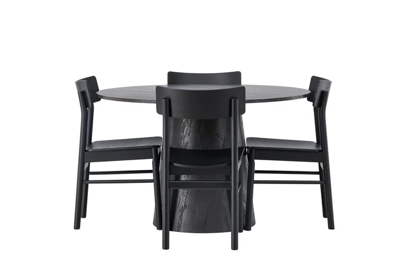 Ruokailuryhmä Lanzo 120 cm Pyöreä 4 Montros Tuolia, Musta