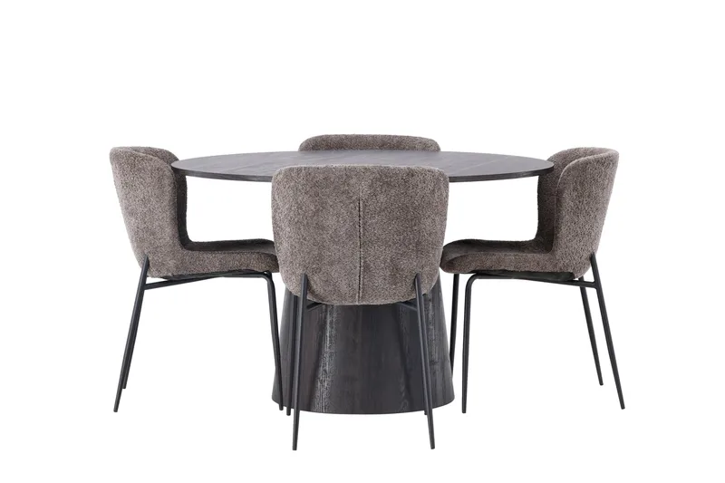 Ruokailuryhmä Lanzo 120 cm Pyöreä 4 Modesto Tuolia - Musta - Huonekalut - Pöytä & ruokailuryhmä - Ruokailuryhmä