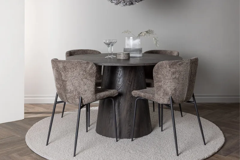 Ruokailuryhmä Lanzo 120 cm Pyöreä 4 Modesto Tuolia - Musta - Huonekalut - Pöytä & ruokailuryhmä - Ruokailuryhmä