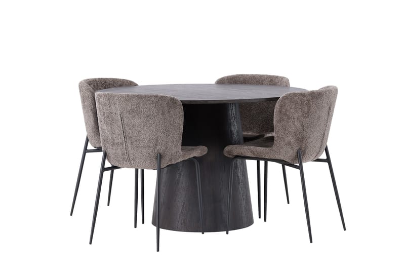 Ruokailuryhmä Lanzo 120 cm Pyöreä 4 Modesto Tuolia - Musta - Huonekalut - Pöytä & ruokailuryhmä - Ruokailuryhmä