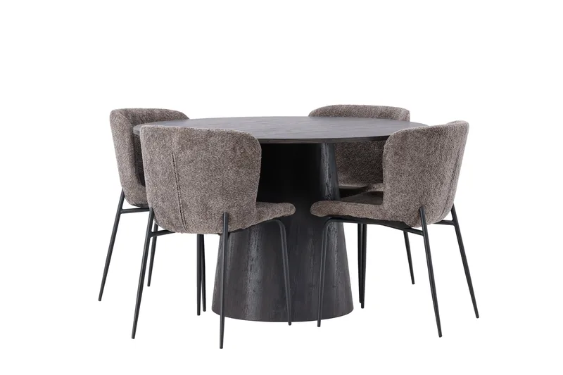 Ruokailuryhmä Lanzo 120 cm Pyöreä 4 Modesto Tuolia - Musta - Huonekalut - Pöytä & ruokailuryhmä - Ruokailuryhmä