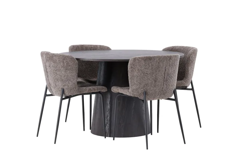 Ruokailuryhmä Lanzo 120 cm Pyöreä 4 Modesto Tuolia - Musta - Huonekalut - Pöytä & ruokailuryhmä - Ruokailuryhmä