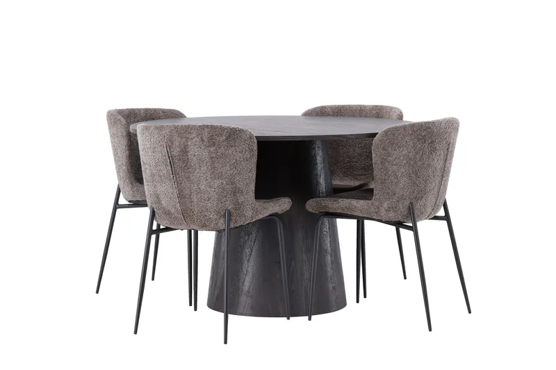 Ruokailuryhmä Lanzo 120 cm Pyöreä 4 Modesto Tuolia - Musta - Huonekalut - Pöytä & ruokailuryhmä - Ruokailuryhmä