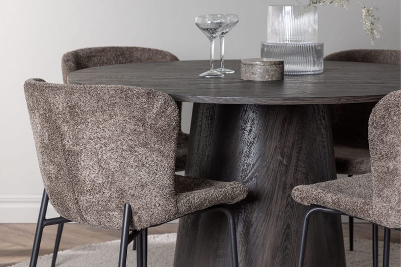 Ruokailuryhmä Lanzo 120 cm Pyöreä 4 Modesto Tuolia - Musta - Huonekalut - Pöytä & ruokailuryhmä - Ruokailuryhmä