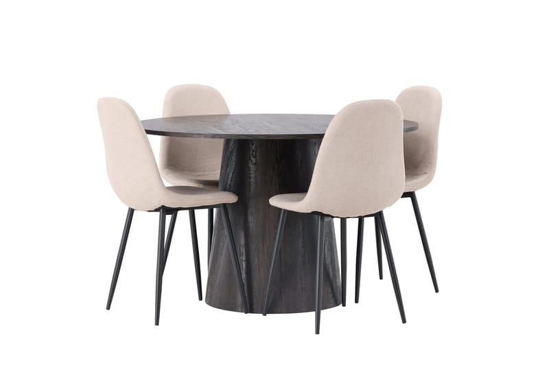 Ruokailuryhmä Lanzo 120 cm Pyöreä 4 Polar Tuolia - Beige - Huonekalut - Pöytä & ruokailuryhmä - Ruokailuryhmä