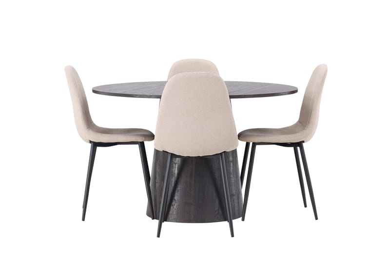 Ruokailuryhmä Lanzo 120 cm Pyöreä 4 Polar Tuolia - Beige - Huonekalut - Pöytä & ruokailuryhmä - Ruokailuryhmä