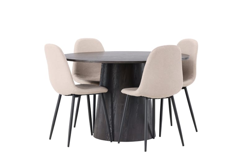 Ruokailuryhmä Lanzo 120 cm Pyöreä 4 Polar Tuolia - Beige - Huonekalut - Pöytä & ruokailuryhmä - Ruokailuryhmä
