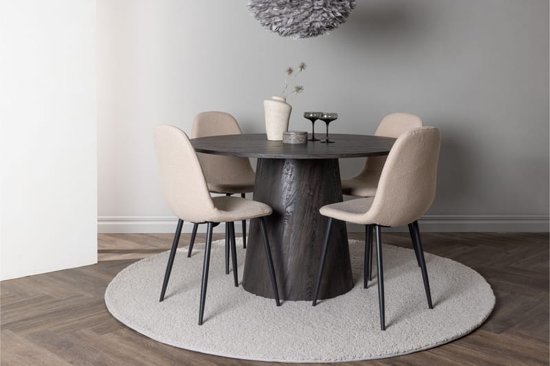 Ruokailuryhmä Lanzo 120 cm Pyöreä 4 Polar Tuolia - Beige - Huonekalut - Pöytä & ruokailuryhmä - Ruokailuryhmä