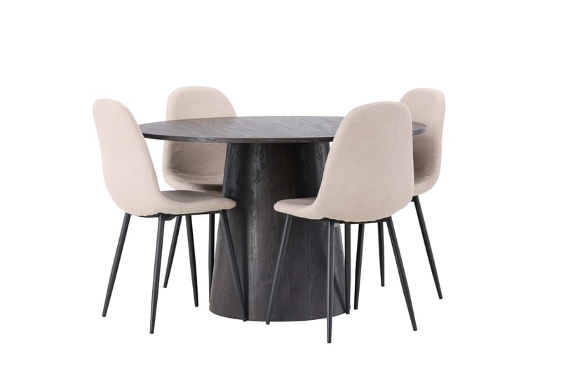 Ruokailuryhmä Lanzo 120 cm Pyöreä 4 Polar Tuolia - Beige - Huonekalut - Pöytä & ruokailuryhmä - Ruokailuryhmä