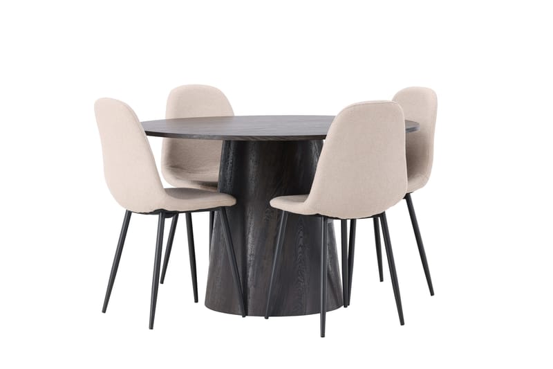 Ruokailuryhmä Lanzo 120 cm Pyöreä 4 Polar Tuolia - Beige - Huonekalut - Pöytä & ruokailuryhmä - Ruokailuryhmä