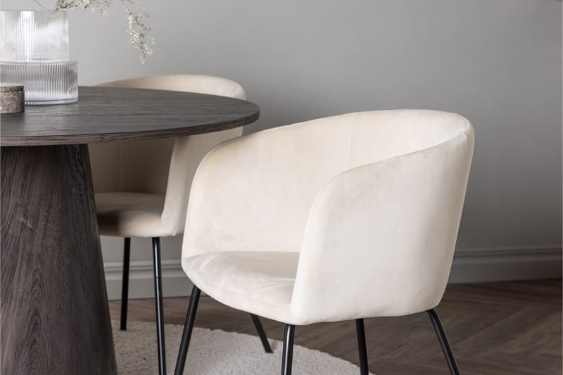 Ruokailuryhmä Lanzo 120 cm Pyöreä 4 Berit Tuolia - Beige - Huonekalut - Pöytä & ruokailuryhmä - Ruokailuryhmä