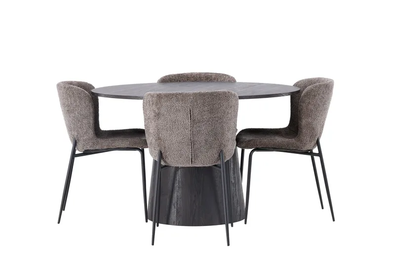 Ruokailuryhmä Lanzo 120 cm Pyöreä 4 Modesto Tuolia - Musta - Huonekalut - Pöytä & ruokailuryhmä - Ruokailuryhmä