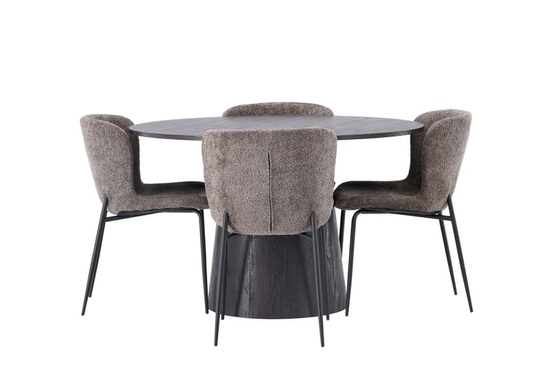 Ruokailuryhmä Lanzo 120 cm Pyöreä 4 Modesto Tuolia - Musta - Huonekalut - Pöytä & ruokailuryhmä - Ruokailuryhmä