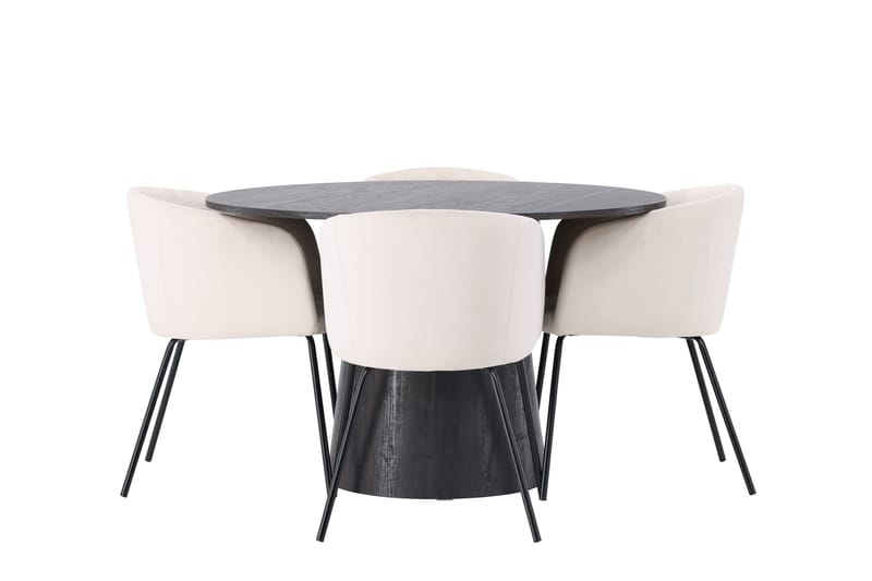 Ruokailuryhmä Lanzo 120 cm Pyöreä 4 Berit Tuolia - Beige - Huonekalut - Pöytä & ruokailuryhmä - Ruokailuryhmä