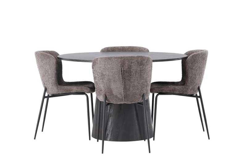 Ruokailuryhmä Lanzo 120 cm Pyöreä 4 Modesto Tuolia - Musta - Huonekalut - Pöytä & ruokailuryhmä - Ruokailuryhmä