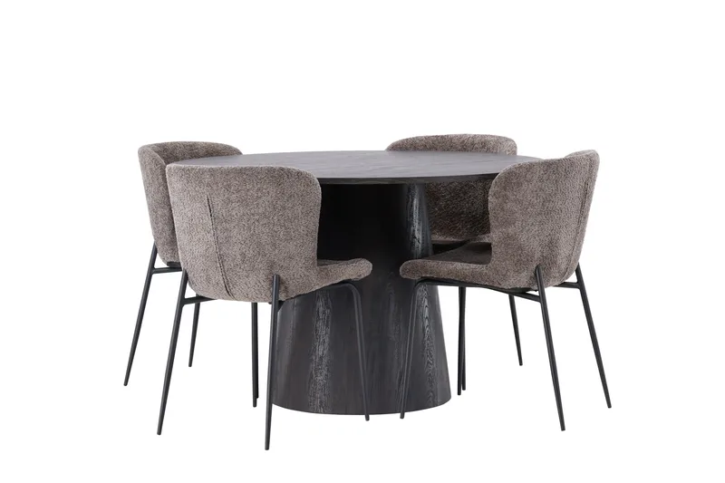 Ruokailuryhmä Lanzo 120 cm Pyöreä 4 Modesto Tuolia - Musta - Huonekalut - Pöytä & ruokailuryhmä - Ruokailuryhmä