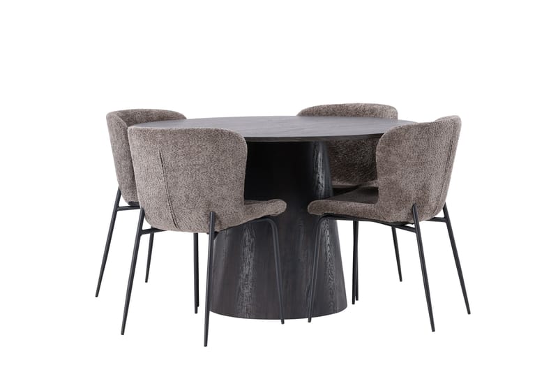 Ruokailuryhmä Lanzo 120 cm Pyöreä 4 Modesto Tuolia - Musta - Huonekalut - Pöytä & ruokailuryhmä - Ruokailuryhmä