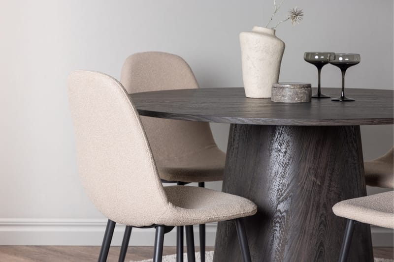 Ruokailuryhmä Lanzo 120 cm Pyöreä 4 Polar Tuolia - Beige - Huonekalut - Pöytä & ruokailuryhmä - Ruokailuryhmä