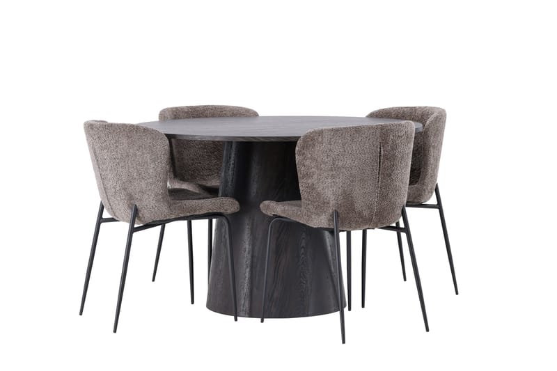 Ruokailuryhmä Lanzo 120 cm Pyöreä 4 Modesto Tuolia - Musta - Huonekalut - Pöytä & ruokailuryhmä - Ruokailuryhmä