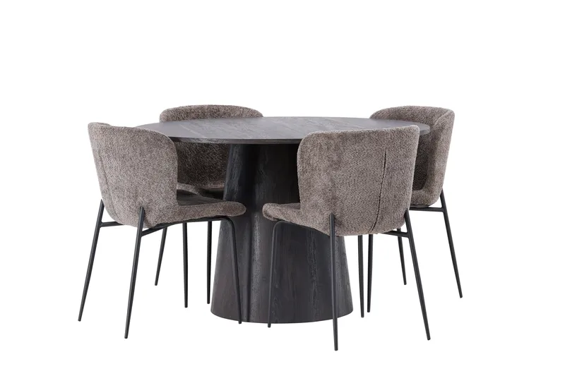 Ruokailuryhmä Lanzo 120 cm Pyöreä 4 Modesto Tuolia - Musta - Huonekalut - Pöytä & ruokailuryhmä - Ruokailuryhmä