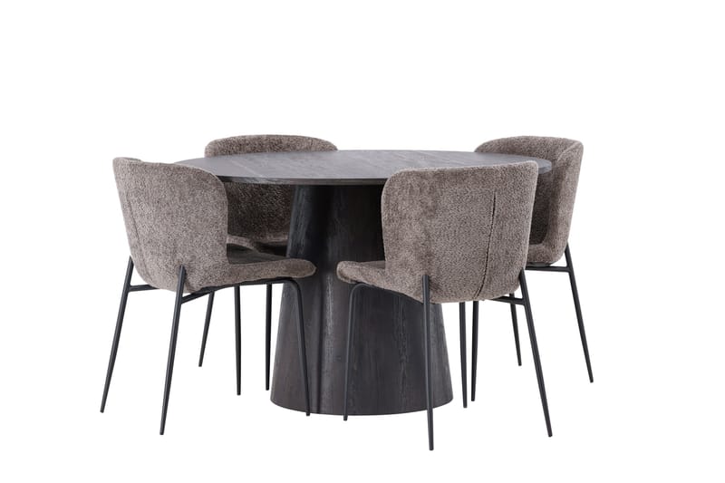 Ruokailuryhmä Lanzo 120 cm Pyöreä 4 Modesto Tuolia - Musta - Huonekalut - Pöytä & ruokailuryhmä - Ruokailuryhmä
