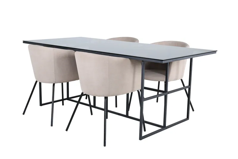 Ruokailuryhmä Leif 200 cm Suorakulmainen 4 Berit Tuolia, Beige