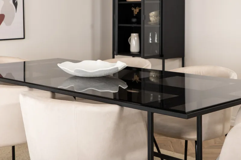 Ruokailuryhmä Leif 200 cm Suorakulmainen 6 Berit Tuolia - Beige - Huonekalut - Pöytä & ruokailuryhmä - Ruokailuryhmä