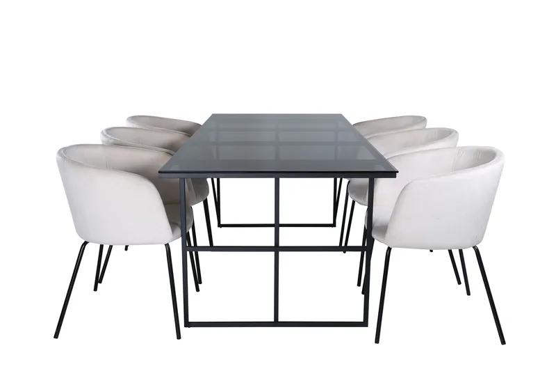 Ruokailuryhmä Leif 200 cm Suorakulmainen 6 Berit Tuolia, Beige