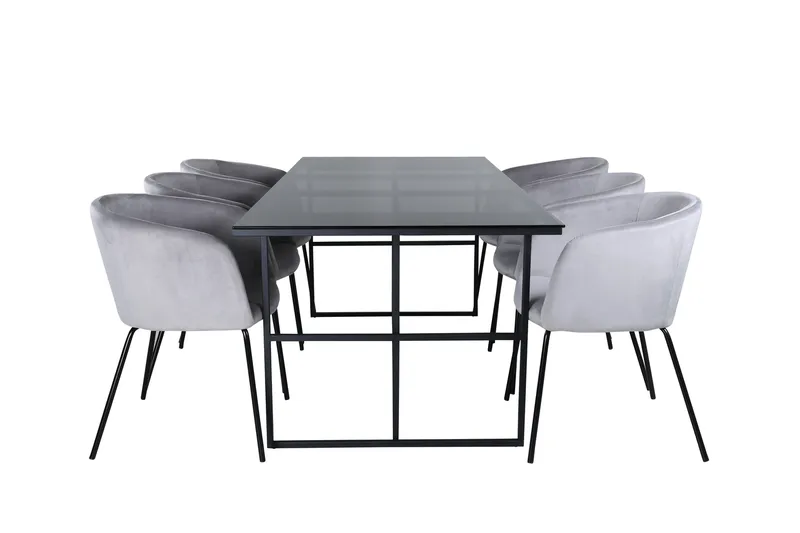 Ruokailuryhmä Leif 200 cm Suorakulmainen 6 Berit Tuolia, Musta