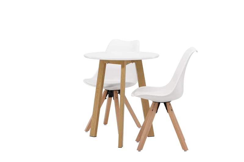 Ruokailuryhmä Leonora 65 cm Pyöreä 2 Zeno Tuolia - Valkoinen - Huonekalut - Pöytä & ruokailuryhmä - Ruokailuryhmä