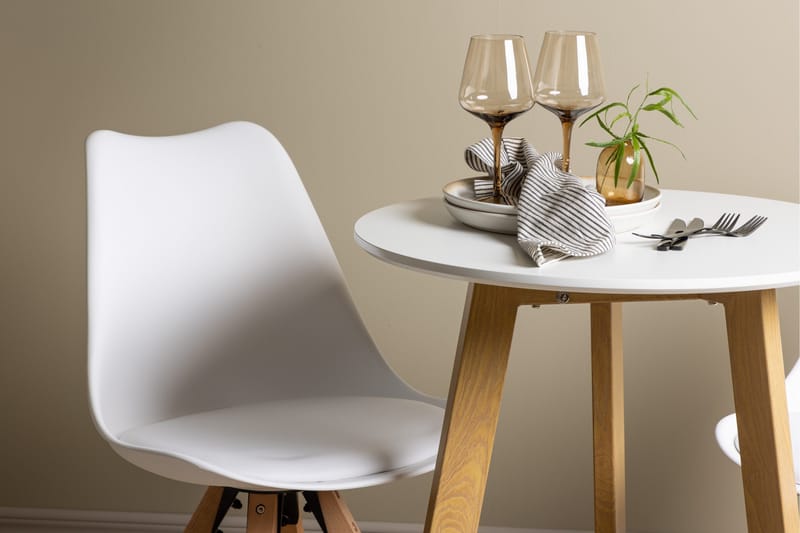 Ruokailuryhmä Leonora 65 cm Pyöreä 2 Zeno Tuolia - Valkoinen - Huonekalut - Pöytä & ruokailuryhmä - Ruokailuryhmä
