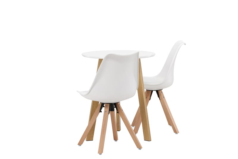 Ruokailuryhmä Leonora 65 cm Pyöreä 2 Zeno Tuolia - Valkoinen - Huonekalut - Pöytä & ruokailuryhmä - Ruokailuryhmä