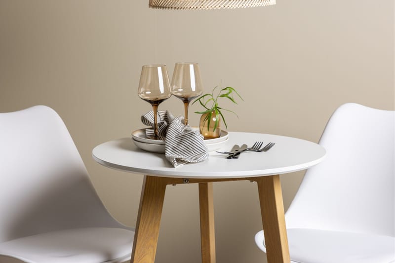 Ruokailuryhmä Leonora 65 cm Pyöreä 2 Zeno Tuolia - Valkoinen - Huonekalut - Pöytä & ruokailuryhmä - Ruokailuryhmä