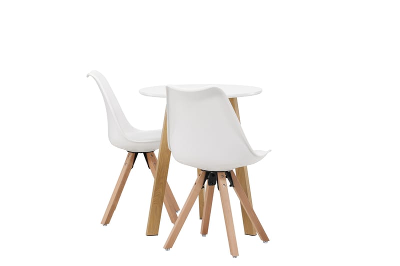 Ruokailuryhmä Leonora 65 cm Pyöreä 2 Zeno Tuolia - Valkoinen - Huonekalut - Pöytä & ruokailuryhmä - Ruokailuryhmä