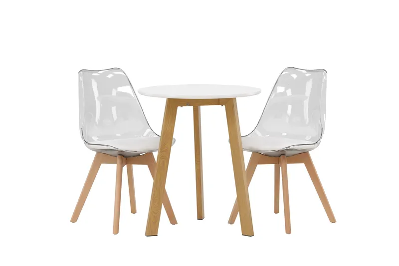 Ruokailuryhmä Leonora 65 cm Pyöreä 2 Edvin Tuolia, Valkoinen