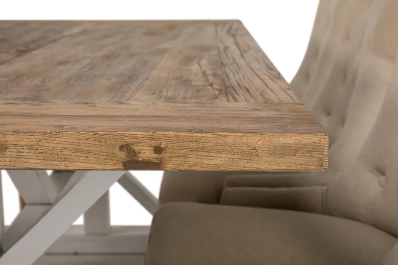 Lyon Förlängningsbar Matgrupp 200 cm med 6 Viktoria Stol Bloomington Natur/Vit/Beige Beige/White - Huonekalut - Pöytä & ruokailuryhmä - Ruokailuryhmä