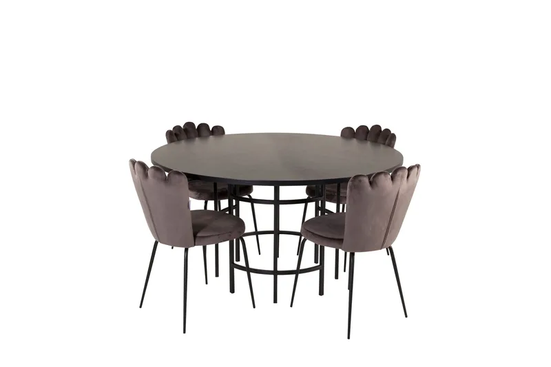 Ruokailuryhmä Möbelfashion Copenhagen-ruokailuryhmä 140 cm, pyöreä, 4 Limhamn-tuolilla Musta/harmaa, undefined