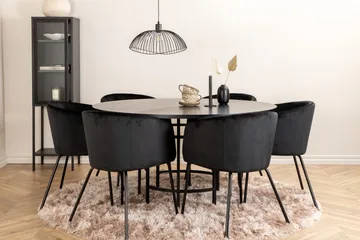 Ruokailuryhmä Möbelfashion Copenhagen-ruokailuryhmä 140 cm, pyöreä, 6 Berit-tuolilla Musta - Huonekalut - Pöytä & ruokailuryhmä - Ruokailuryhmä