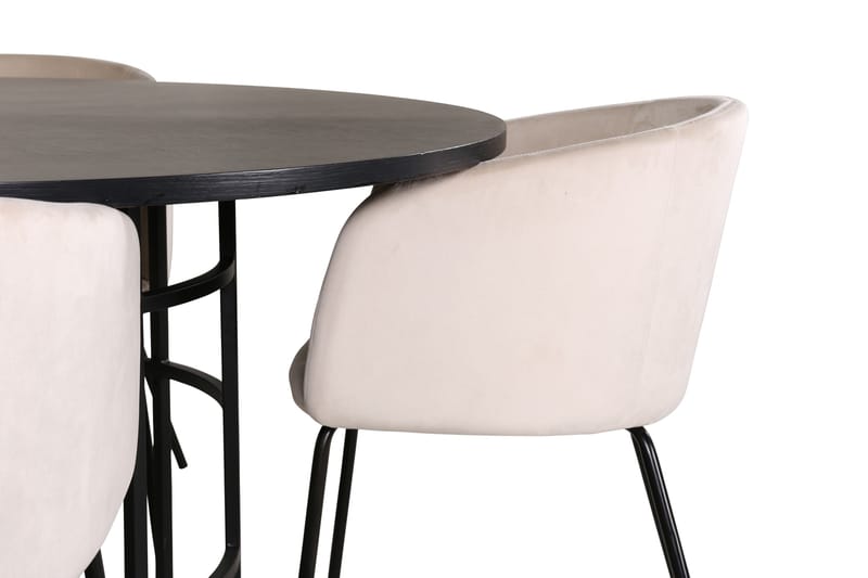Ruokailuryhmä Möbelfashion Copenhagen-ruokailuryhmä 140 cm, pyöreä, 4 Berit-tuolilla Beige/Musta - Huonekalut - Pöytä & ruokailuryhmä - Ruokailuryhmä