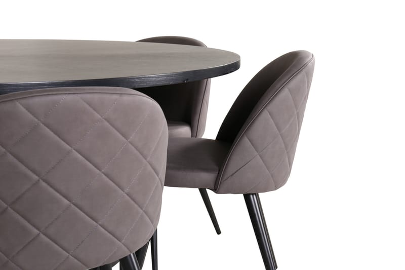 Ruokailuryhmä Möbelfashion Copenhagen-ruokailuryhmä 140 cm, pyöreä, 6 Velvet-tuolilla Musta/harmaa - Huonekalut - Pöytä & ruokailuryhmä - Ruokailuryhmä