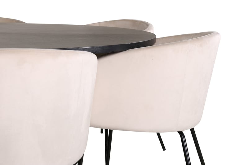 Ruokailuryhmä Möbelfashion Copenhagen-ruokailuryhmä 140 cm, pyöreä, 6 Berit-tuolilla Beige - Huonekalut - Pöytä & ruokailuryhmä - Ruokailuryhmä