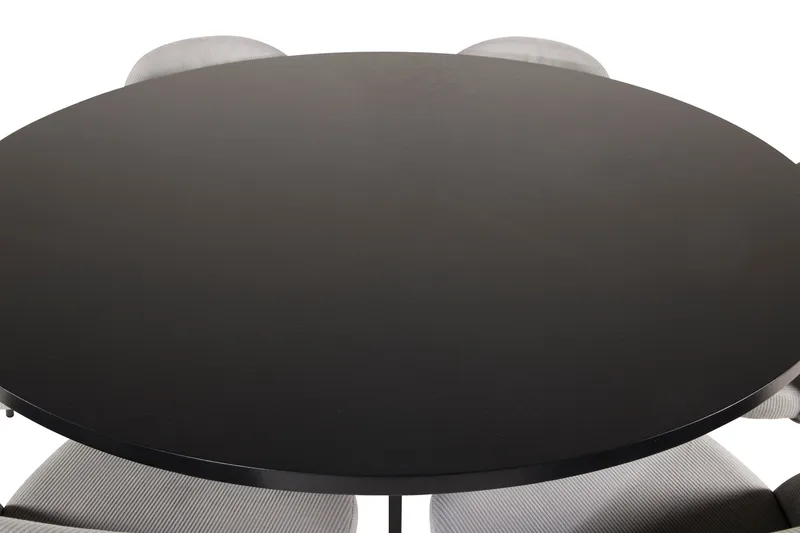 Ruokailuryhmä Möbelfashion Copenhagen-ruokailuryhmä 140 cm, pyöreä, 6 Velvet-tuolilla Musta/Vaaleanharmaa, undefined