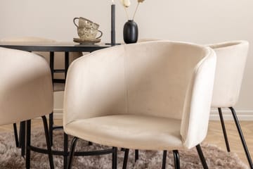 Ruokailuryhmä Möbelfashion Copenhagen-ruokailuryhmä 140 cm, pyöreä, 6 Berit-tuolilla Beige - Huonekalut - Pöytä & ruokailuryhmä - Ruokailuryhmä