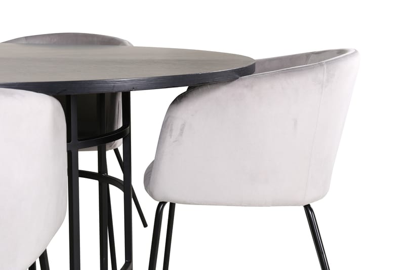 Ruokailuryhmä Möbelfashion Copenhagen-ruokailuryhmä 140 cm, pyöreä, 4 Berit-tuolilla Musta/Vaaleanharmaa - Huonekalut - Pöytä & ruokailuryhmä - Ruokailuryhmä
